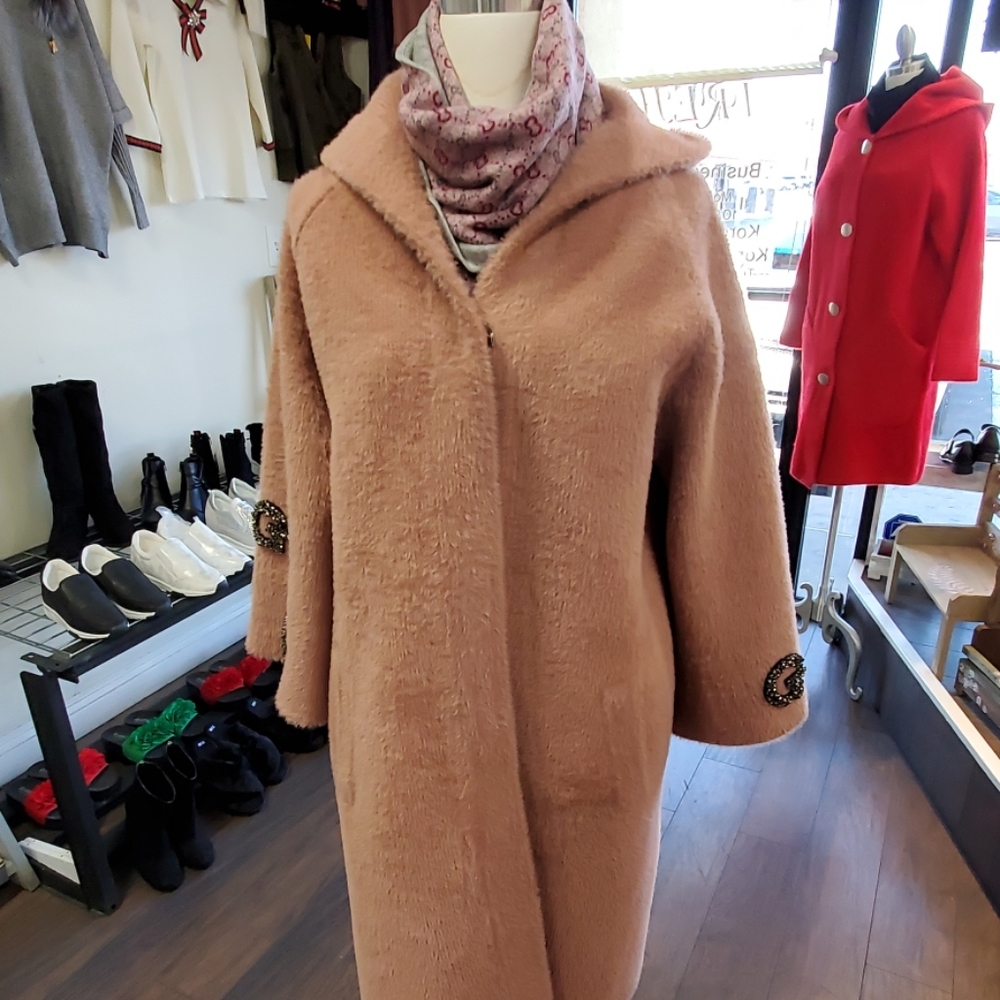 Pink fur coat